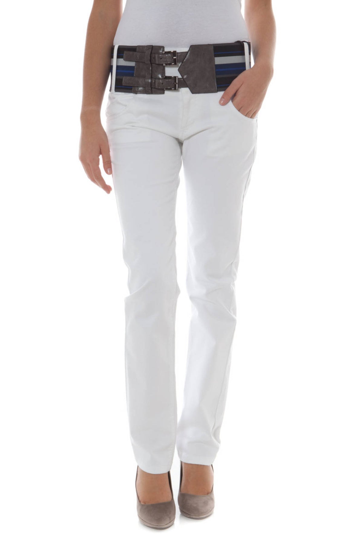Phard White Woman Trousers