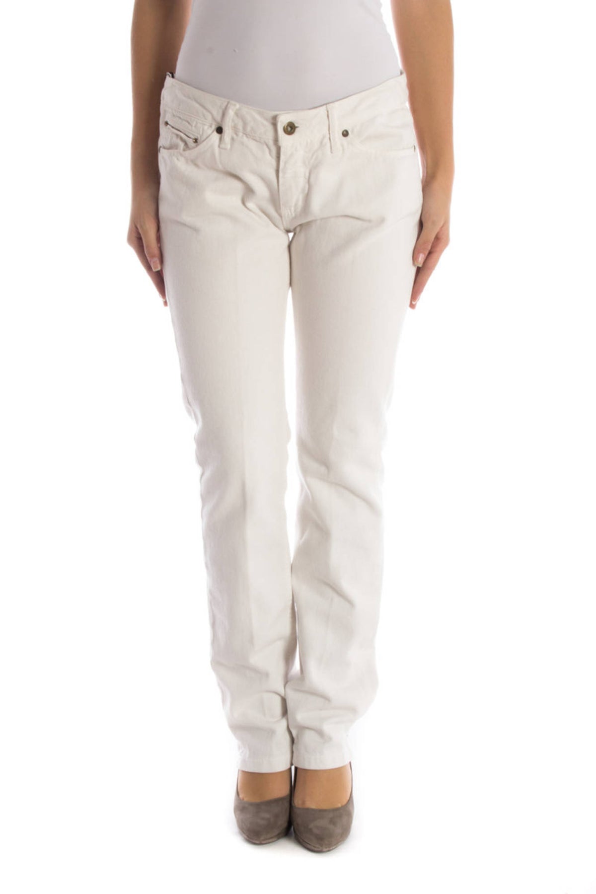 Up Star White Woman Trousers